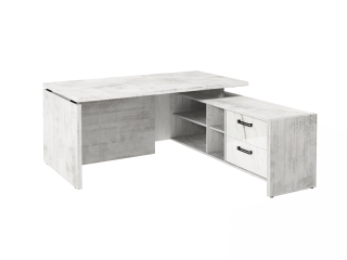 Стол с опорной тумбой FB-117R.GG Хромикс белый/Мрамор Леванто белый