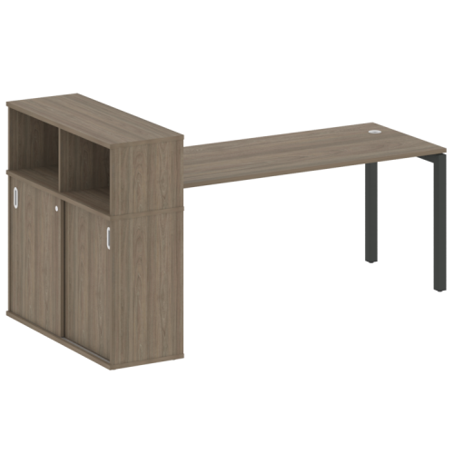 Стол офисный с шкафом-купе на П-обр. м/к Metal System Quattro 50БП.РС-СШК-3.5