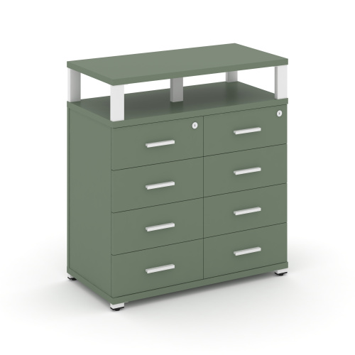 Тумба приставная c 8 ящиками и надставкой Concept CN.TSP-015 W