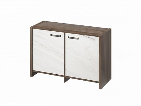 Тумба двухсекционная FB-12-02.G. Орех Пацифик Табак/Мрамор Леванто белый
