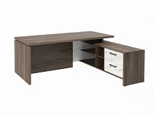 Стол с опорной тумбой FB-119R.GG Орех Пацифик Табак/Мрамор Леванто белый